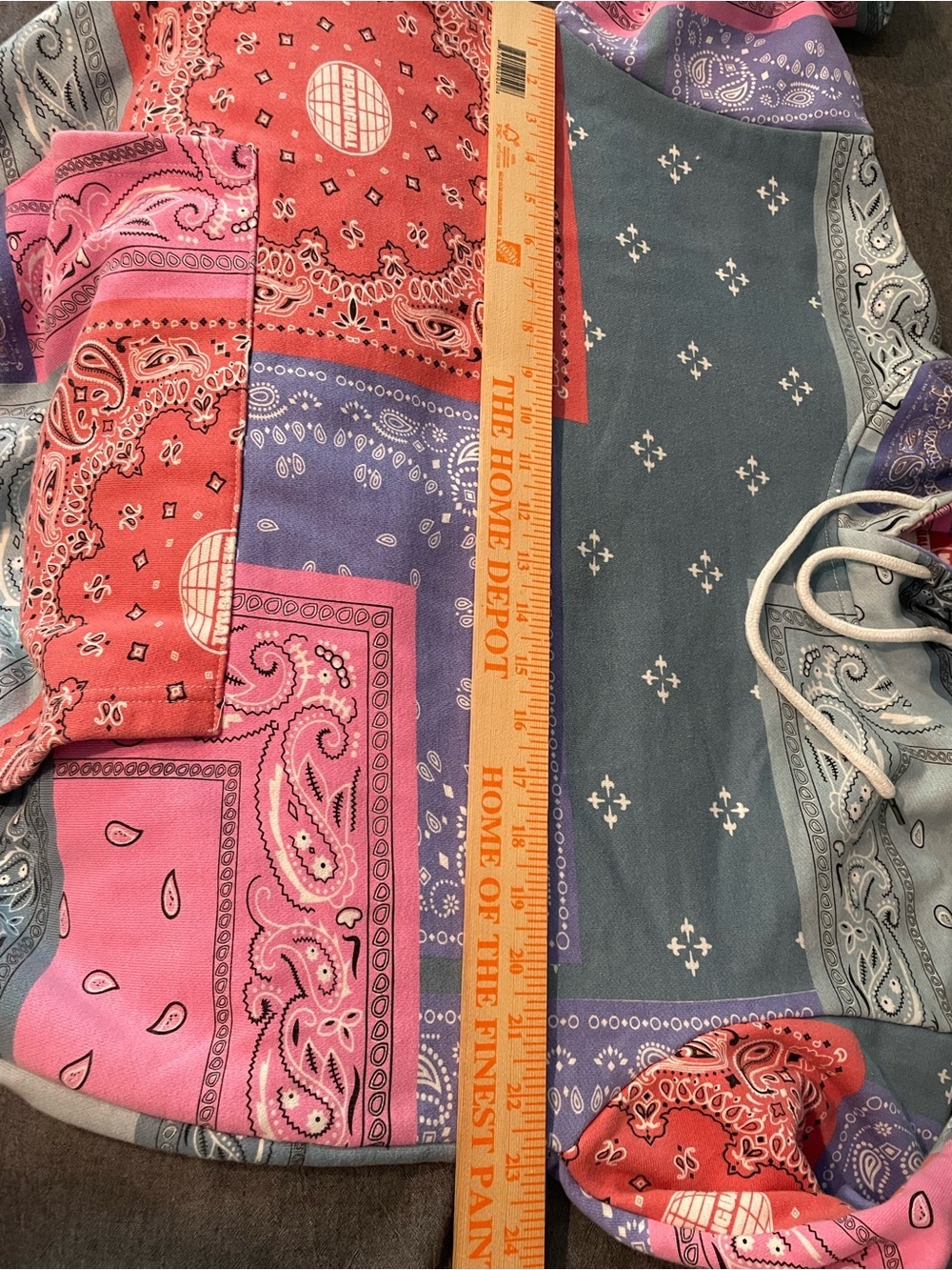 MEDAIGUAL Bandana Paisley Multicolor Fleece Pullover Hoodie Pockets Drawstring L - Picture 6 of 8